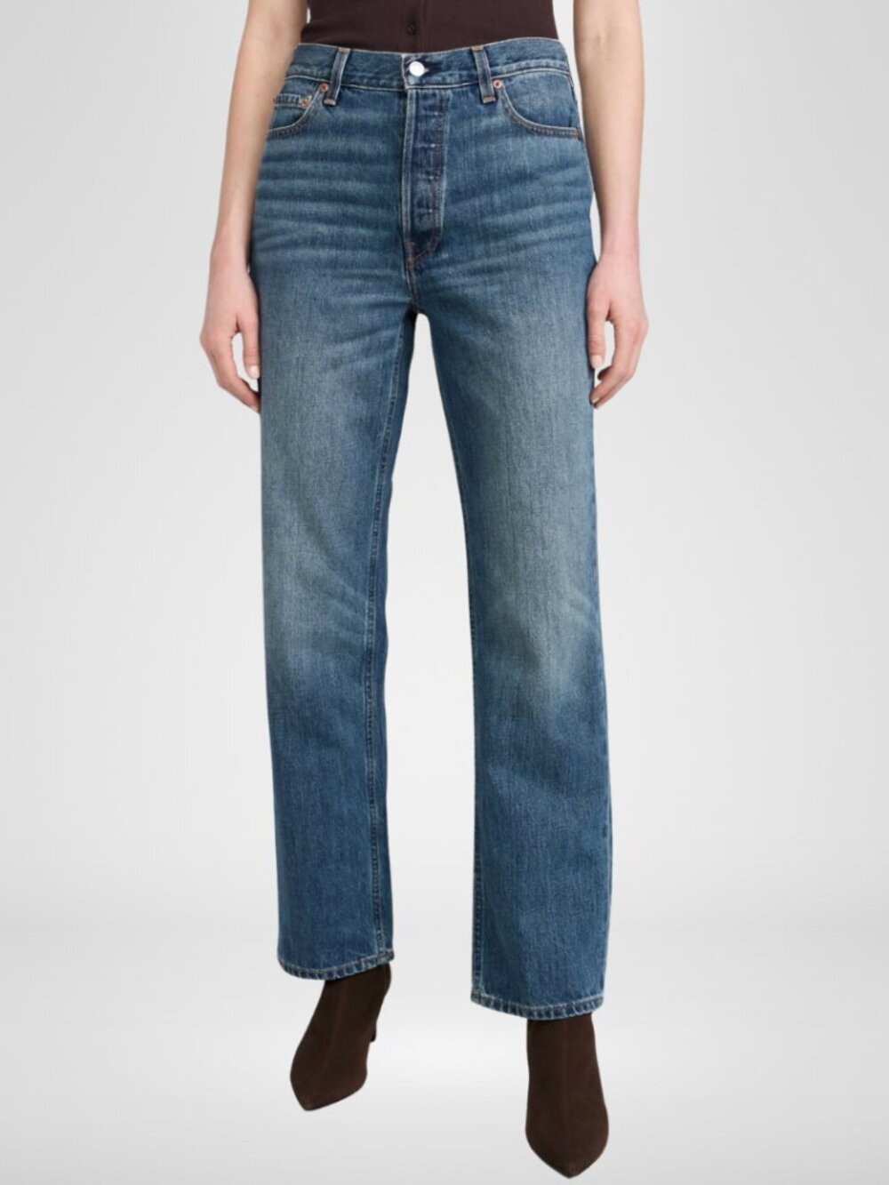 NWT Alex Mill Bev Mid Rise Relaxed Straight Jeans Size 25 Vintage Dark Indigo